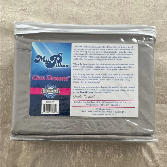 NWT 400 Count Giza Dreams Queen Sheets - Light Gray - Picture 2 of 4